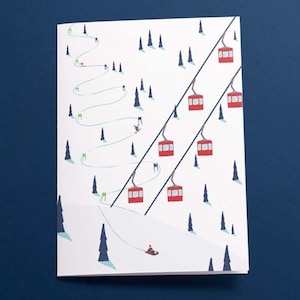 Skifahrer Karte - Hand illustriert - Auf Bestellung gedruckt - Perfekt für Weihnachten - Ideales Geschenk