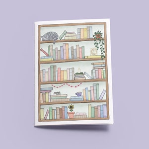 Boekenkastkaart - leuk - boekenliefhebber - met de hand geïllustreerd - op bestelling gedrukt - ideaal cadeau