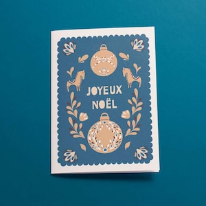 Biglietto di Natale nordico - Joyeux Noel - Illustrato a mano - Stampato su ordinazione - Hygge - Regalo ideale