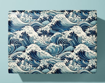 Papier d’emballage de vagues japonaises / Emballage cadeau traditionnel