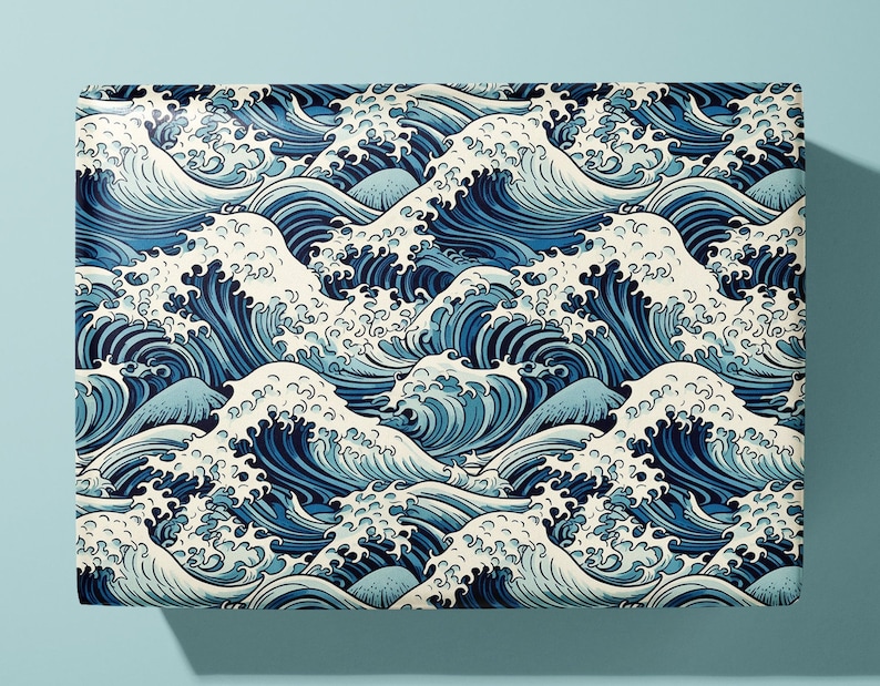 Japanese Waves Wrapping Paper / Gift Wrap Traditional image 1