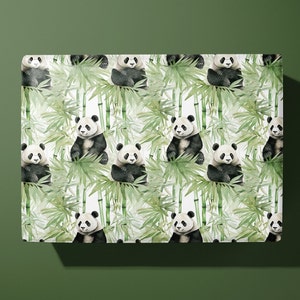 Panda & Bamboo Wrapping Paper - Hand Made - peaceful pattern