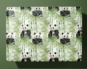 Panda & Bamboo Wrapping Paper - Hand Made - peaceful pattern