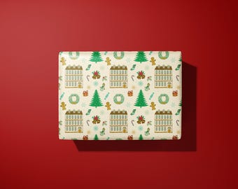 Weihnachtshaus-Geschenk-Verpackung | Festliches Feiertags-Muster