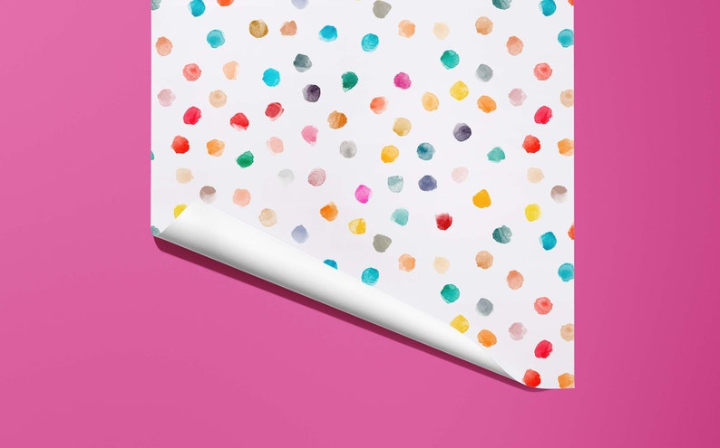 Colourful Polka dot Watercolour Wrapping Paper Hand Illustrated Gift Wrap image 3