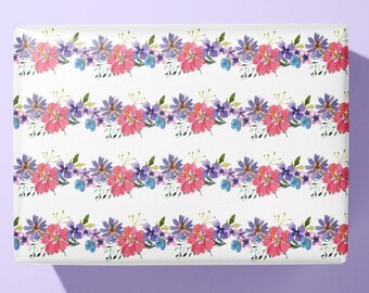 Floral Stripes Wrapping Paper / Gift Wrap | flower pattern | birthdays and other celebrations - Ideal Gift