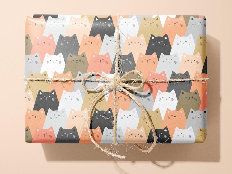 Funky Cat Geschenkpapier | Haustier Geschenke - Geburtstag - Ideales Geschenk Bild 1