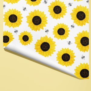 Sunflower Wrapping Paper / Gift wrap Hand Illustrated Hand Made Mother's Day image 3