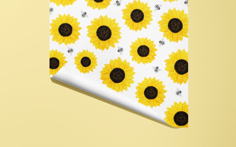 Sunflower Wrapping Paper / Gift wrap Hand Illustrated Hand Made Mother's Day image 3