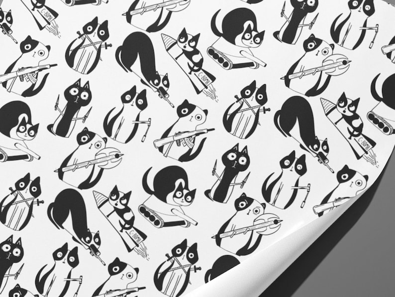Funny Cats Wrapping Paper / Gift Wrap Printed to order Pet Gifts Inky Printable image 2