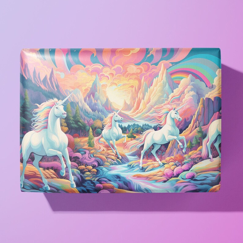 AWESOME Unicorn Wrapping Paper / Gift Wrap Birthday Princess image 1