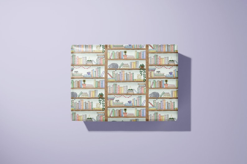 Bookcase Wrapping Paper / Books Gift Wrap - Ideal Gift - Etsy