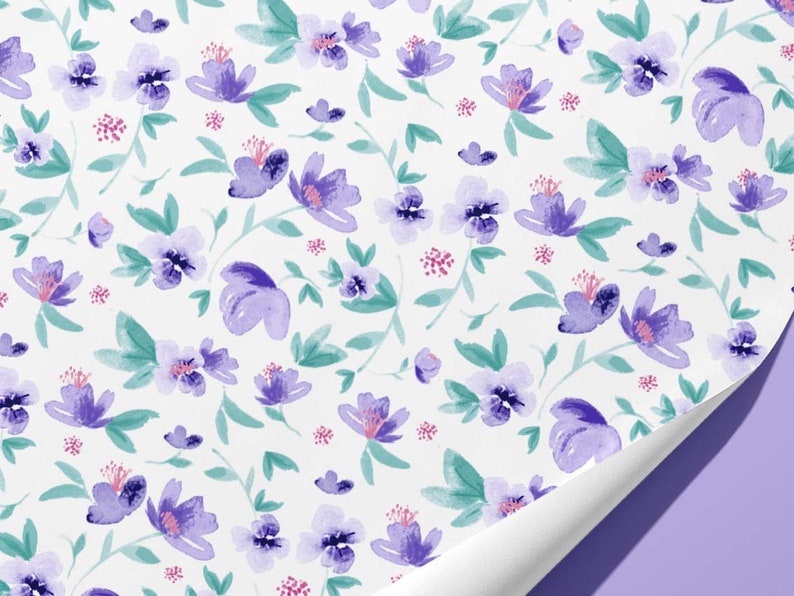 Purple Flower Wrapping Paper / Gift Wrap birthdays and other celebrations image 3