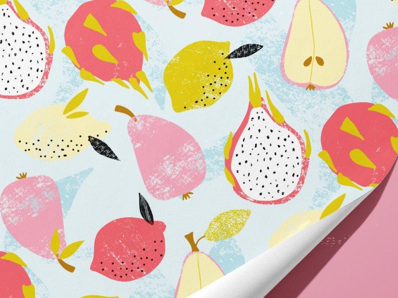 Exotic fruit Wrapping Paper / Gift Wrap | For birthdays and other celebrations - Ideal Gift image 2