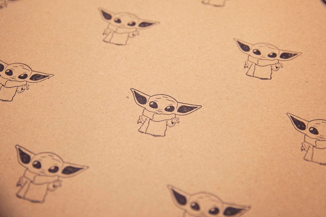 Baby Yoda / Mandalorian Wrapping Paper Hand Printed One Etsy