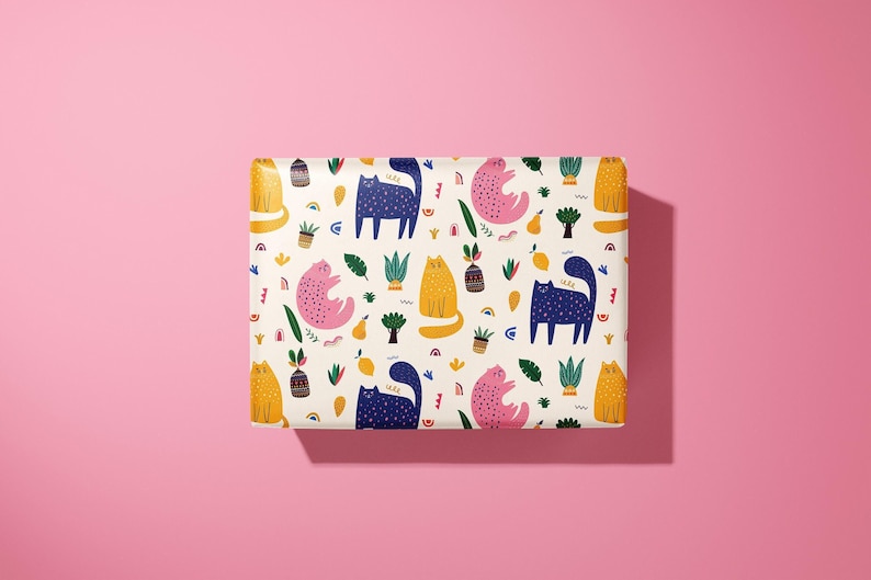 Cat Wrapping Paper / Gift Wrap | Pet Gifts - Birthday - Ideal Gift - Colourful image 1