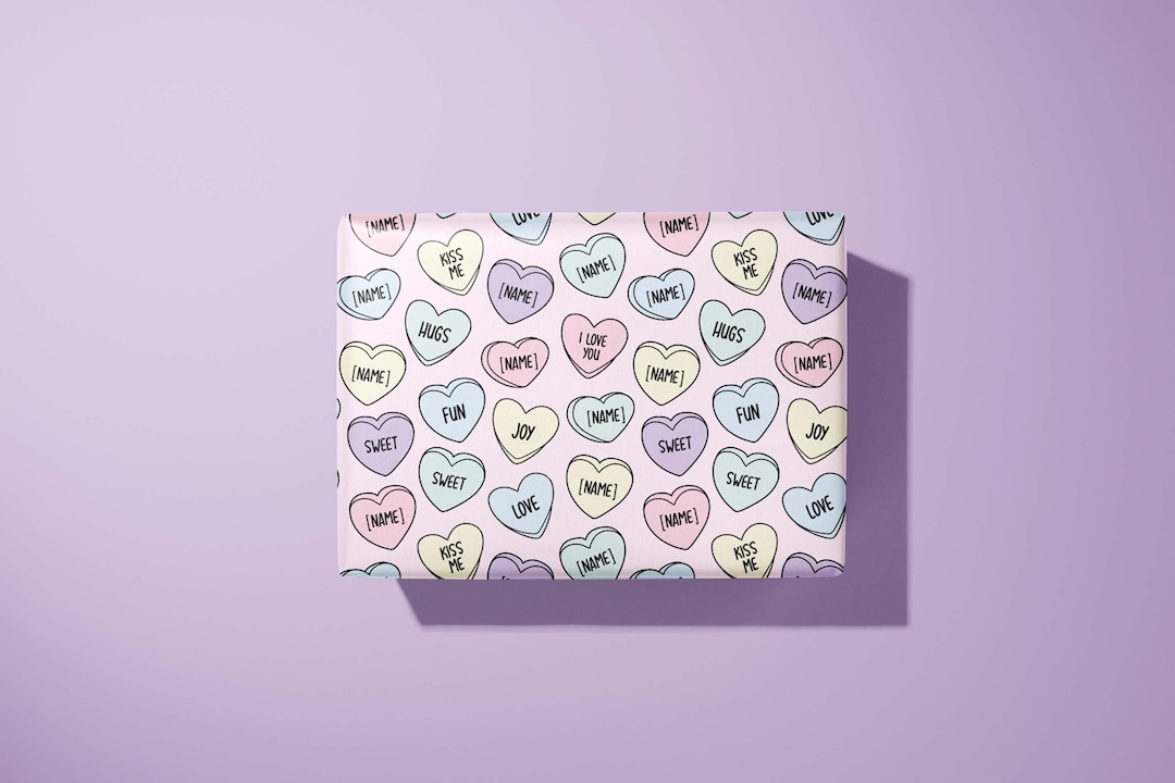 Personalised Loveheart Sweet Wrapping Paper / Gift Wrap | Candy Gifts ...