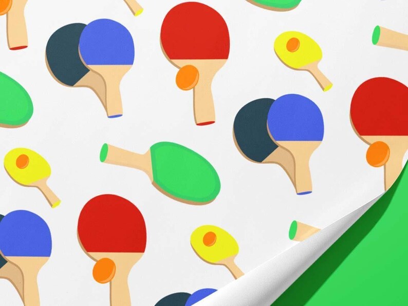 Table Tennis Ping Pong Wrapping Paper - Gift Wrap - Ideal Gift image 2