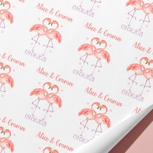 Personalisierte Hochzeitstag Geschenkpapier mit funky Flamingos / Geschenkpapier Bild 3