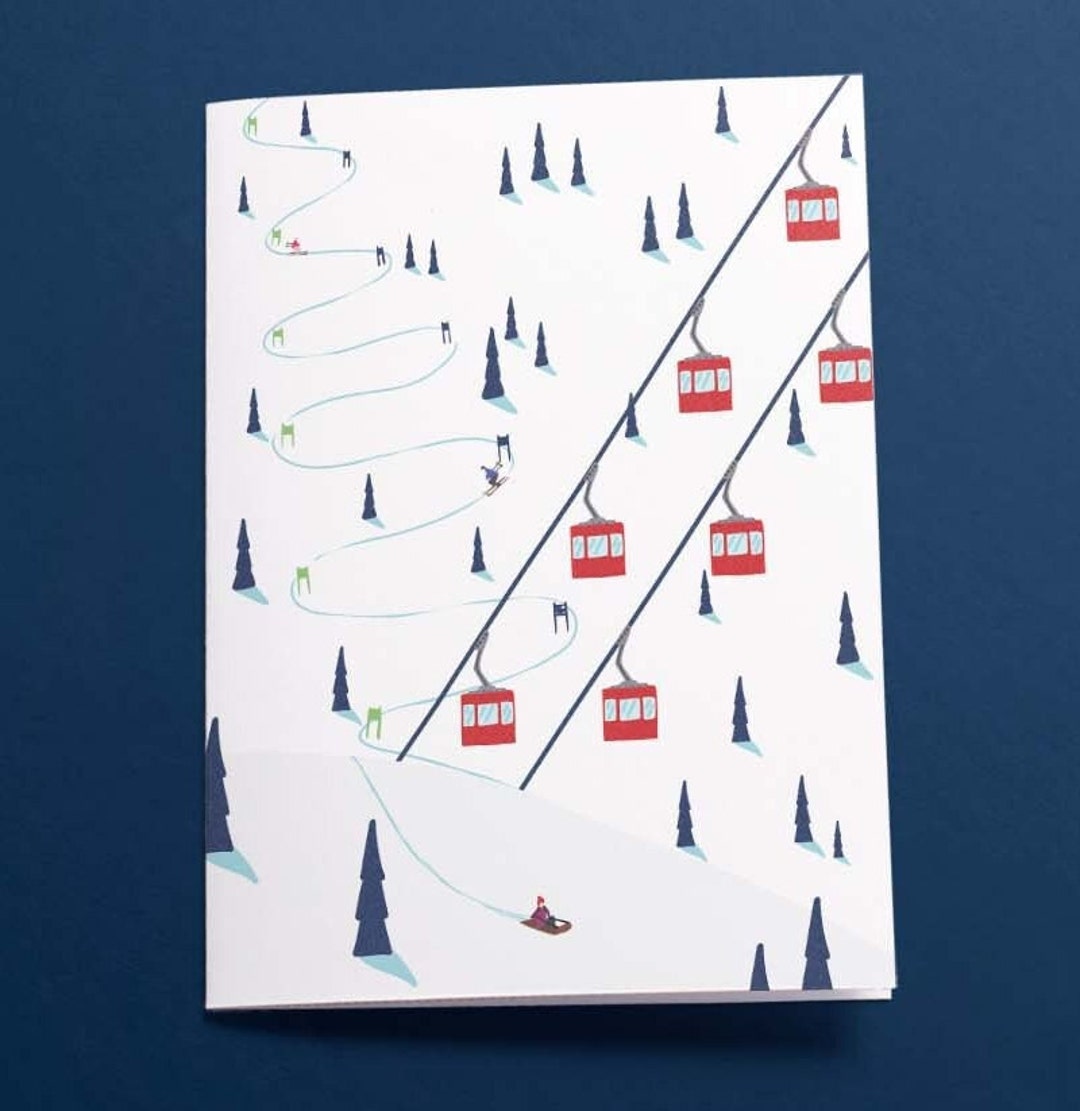 Ski Slope Card: Hand Illustrated Winter Scene - Etsy