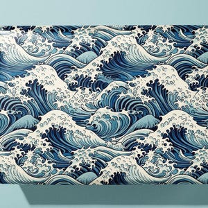 Papel de regalo con diseño de olas japonesas / Papel de regalo tradicional - Regalo ideal