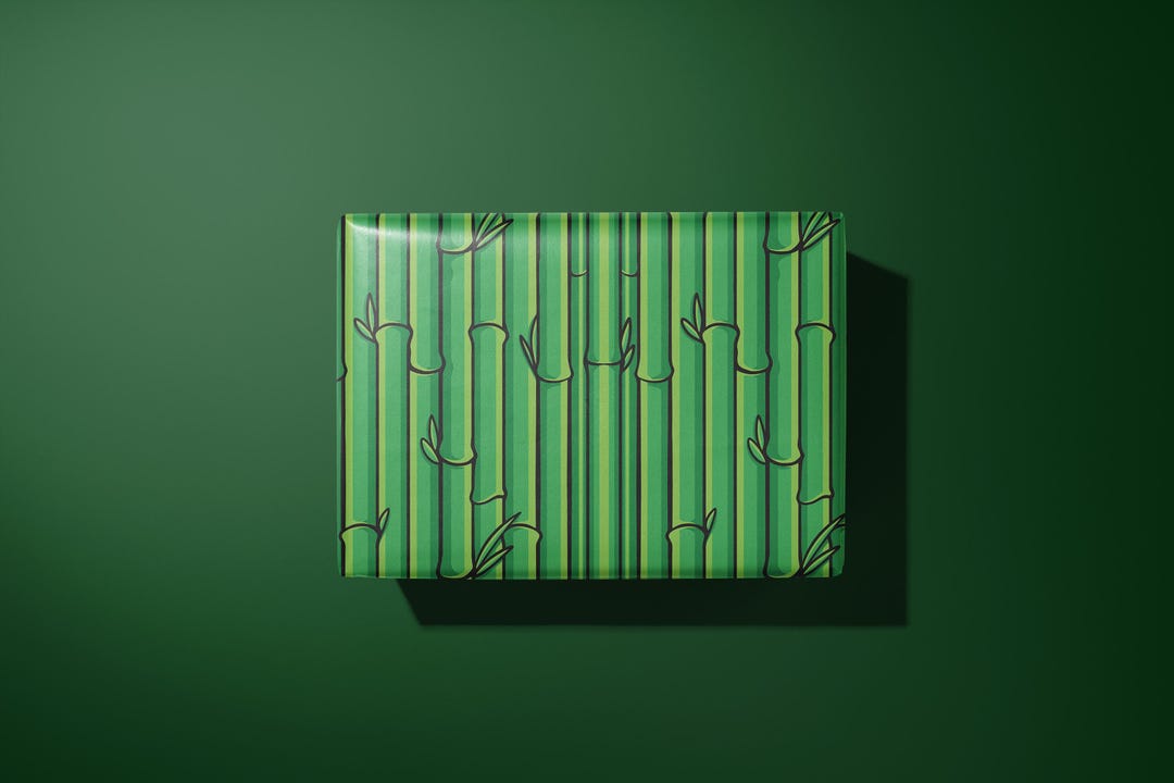 Green Bamboo Gift Wrap | Minimalist Asian Design, Recyclable - Etsy