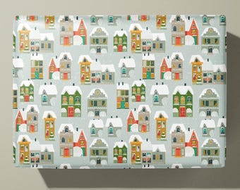 Weihnachtsdorf Geschenkverpackung: Urlaub Geschenkpapier