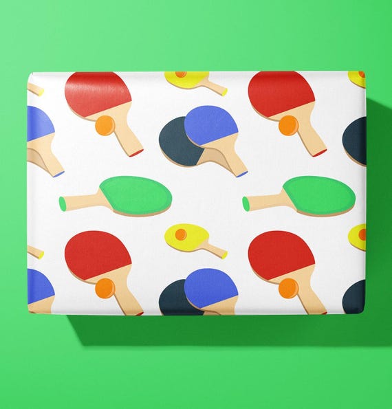 Table Tennis Ping Pong Wrapping Paper - Gift Wrap - Ideal Gift