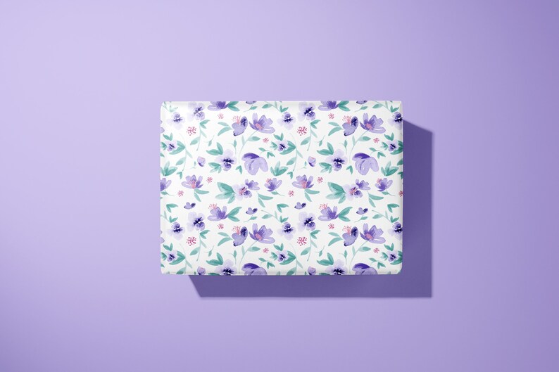 Purple Flower Wrapping Paper / Gift Wrap birthdays and other celebrations image 1