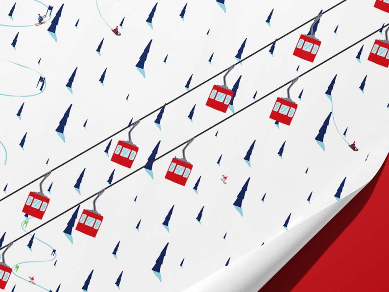 SKI Wrapping Paper Skiing and Snowboarding Gift Wrap image 3