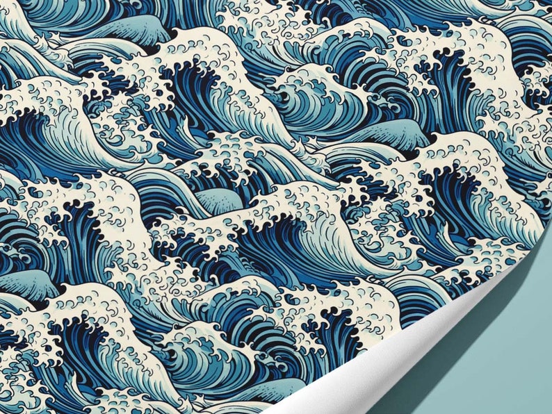 Japanese Waves Wrapping Paper / Gift Wrap Traditional image 2