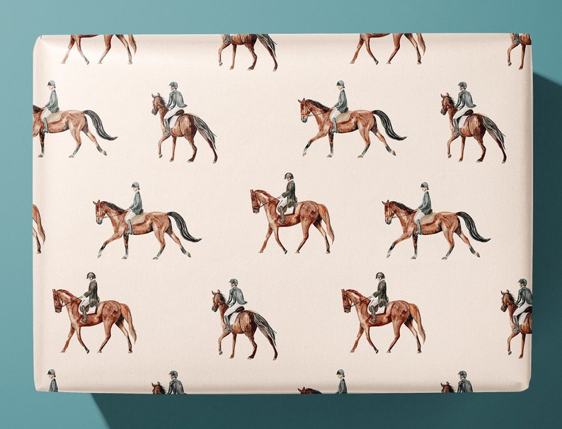 Elegant Equestrian Wrapping Paper Horse Lover's Gift Wrap image 1