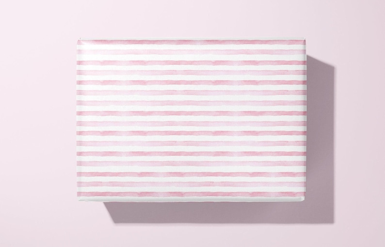 Pink Wrapping Paper with stipes - gift wrap - Ideal Gift image 1
