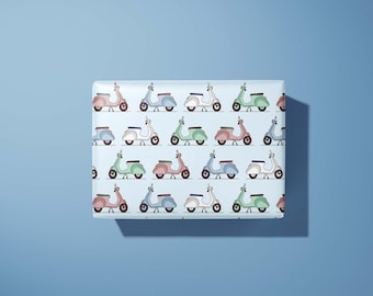 Lambretta / Vespa style Wrapping Paper - motorbike | Scooter | Moped -  Gift Wrap - Ideal Gift