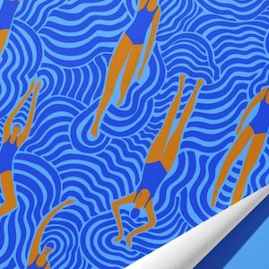 Schwimmer Geschenkpapier - Verspieltes Wassersport Geschenkpapier Bild 3
