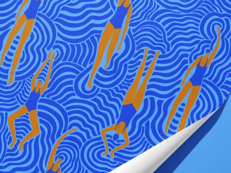 Schwimmer Geschenkpapier - Verspieltes Wassersport Geschenkpapier Bild 3