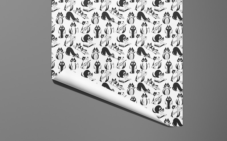 Funny Cats Wrapping Paper / Gift Wrap Printed to order Pet Gifts Inky Printable image 3