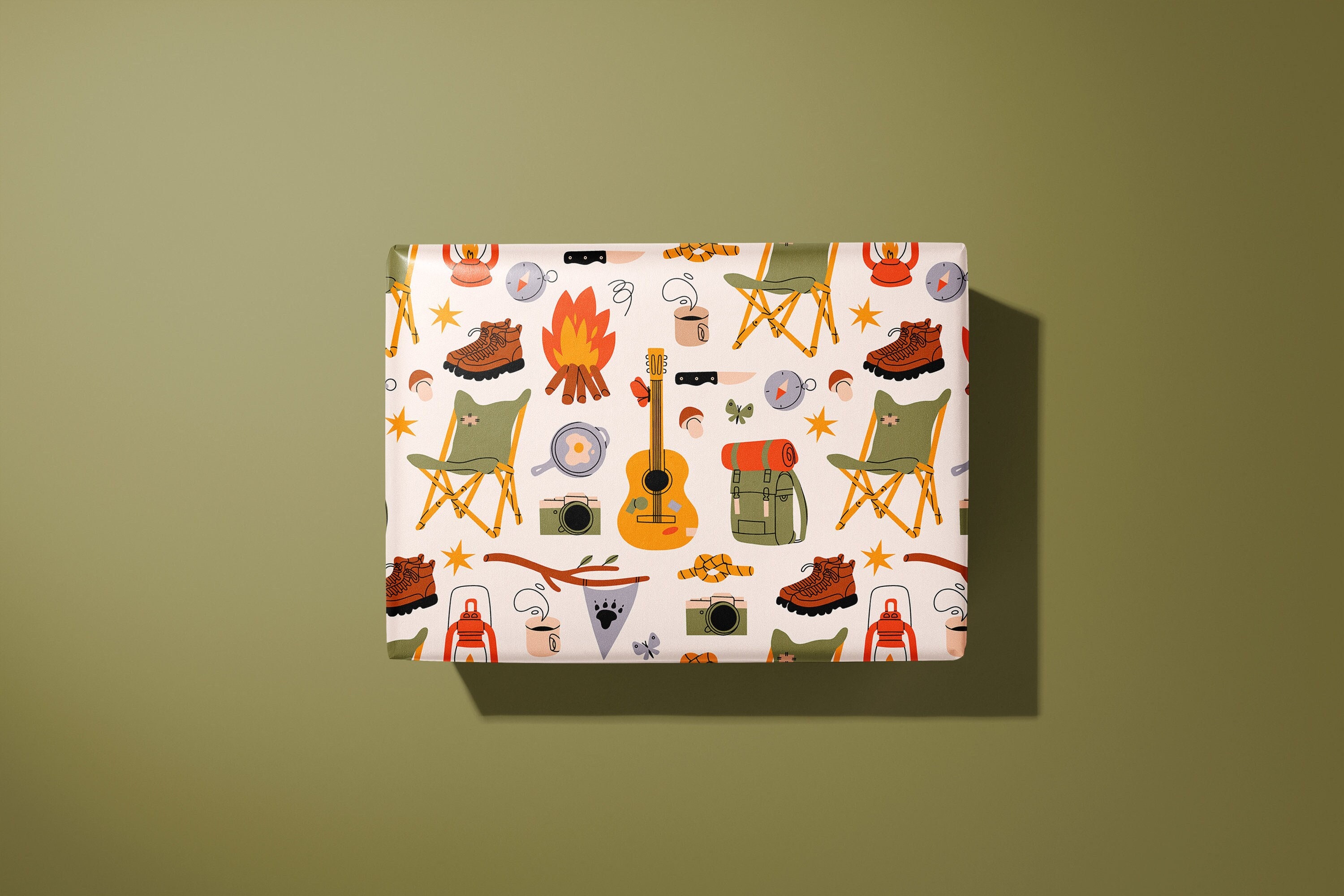 Camping Wrapping Paper -  For lovers of the outdoors - Ideal Gift