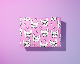 Geschenkpapier Französische Bulldogge: Rosa Geschenkpapier