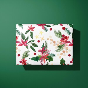 Papel de regalo navideño con flores de Pascua: papel de regalo festivo