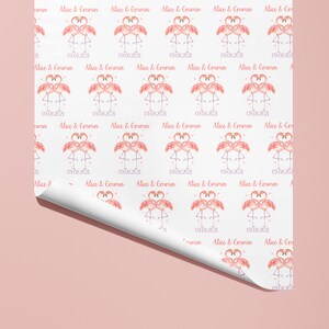 Personalisierte Hochzeitstag Geschenkpapier mit funky Flamingos / Geschenkpapier Bild 4