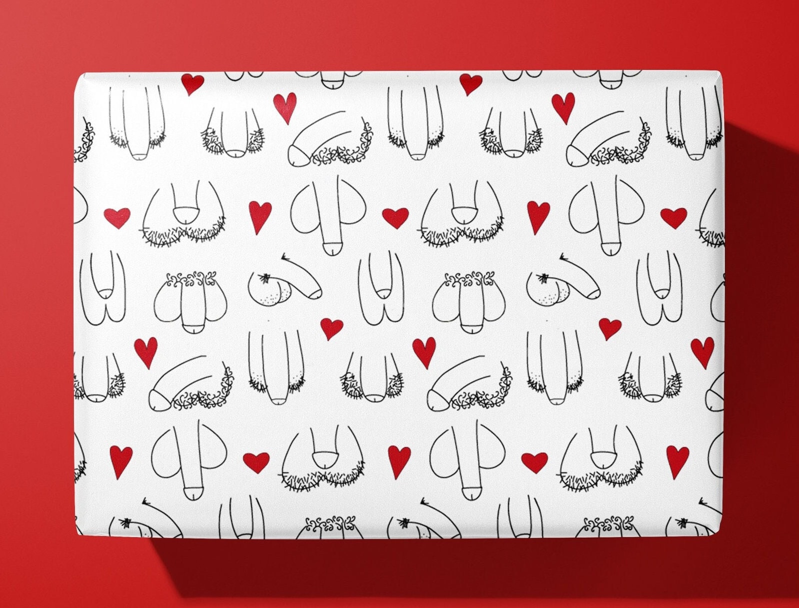 Love Penis / Dick Wrapping Paper Funny Wrapping Paper Hand 