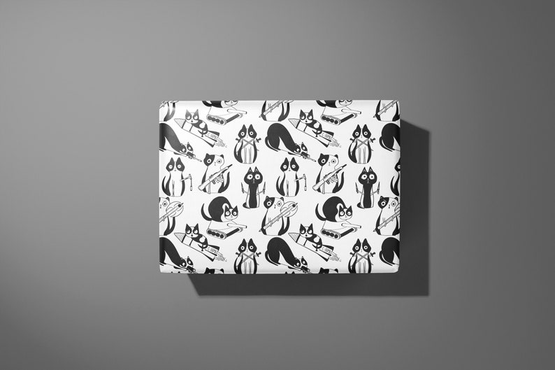 Funny Cats Wrapping Paper / Gift Wrap Printed to order Pet Gifts Inky Printable image 1