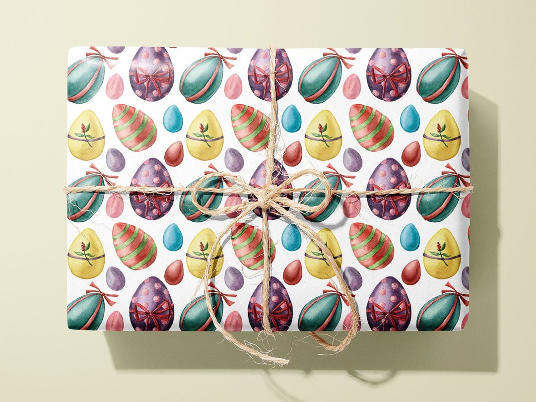 Easter Egg Wrapping Paper Handdrawn Design on White Background Perfect for Easter Gifts Etsy