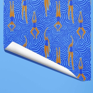 Schwimmer Geschenkpapier - Verspieltes Wassersport Geschenkpapier Bild 2
