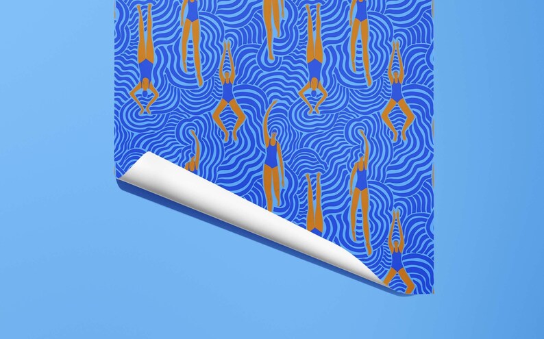 Schwimmer Geschenkpapier - Verspieltes Wassersport Geschenkpapier Bild 2