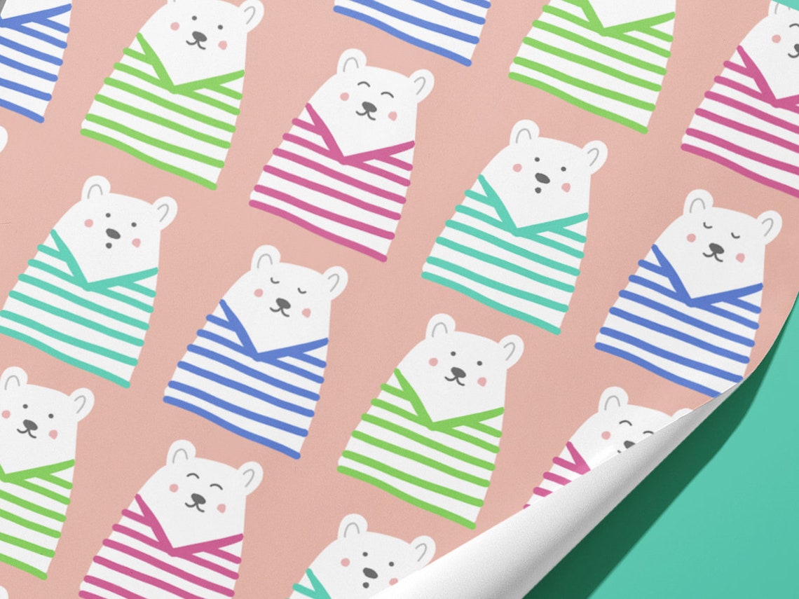 Cute Bear Wrapping Paper / Gift Wrap For birthdays and other Etsy