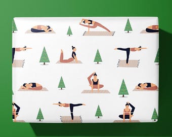 Christmas Yoga Pose Wrapping Paper / Gift Wrap | Lifestyle - Ideal Gift
