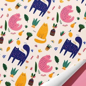 Cat Wrapping Paper / Gift Wrap | Pet Gifts - Birthday - Ideal Gift - Colourful image 2