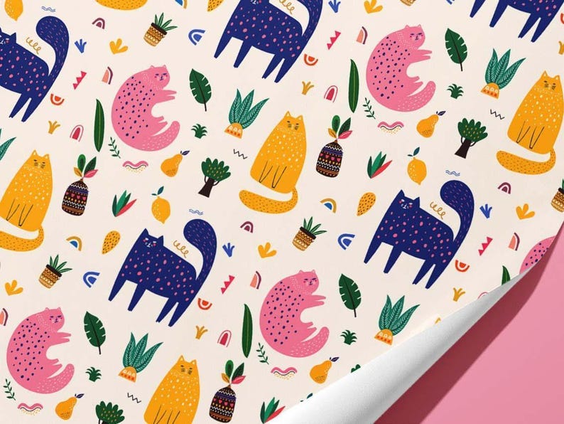 Cat Wrapping Paper / Gift Wrap | Pet Gifts - Birthday - Ideal Gift - Colourful image 2